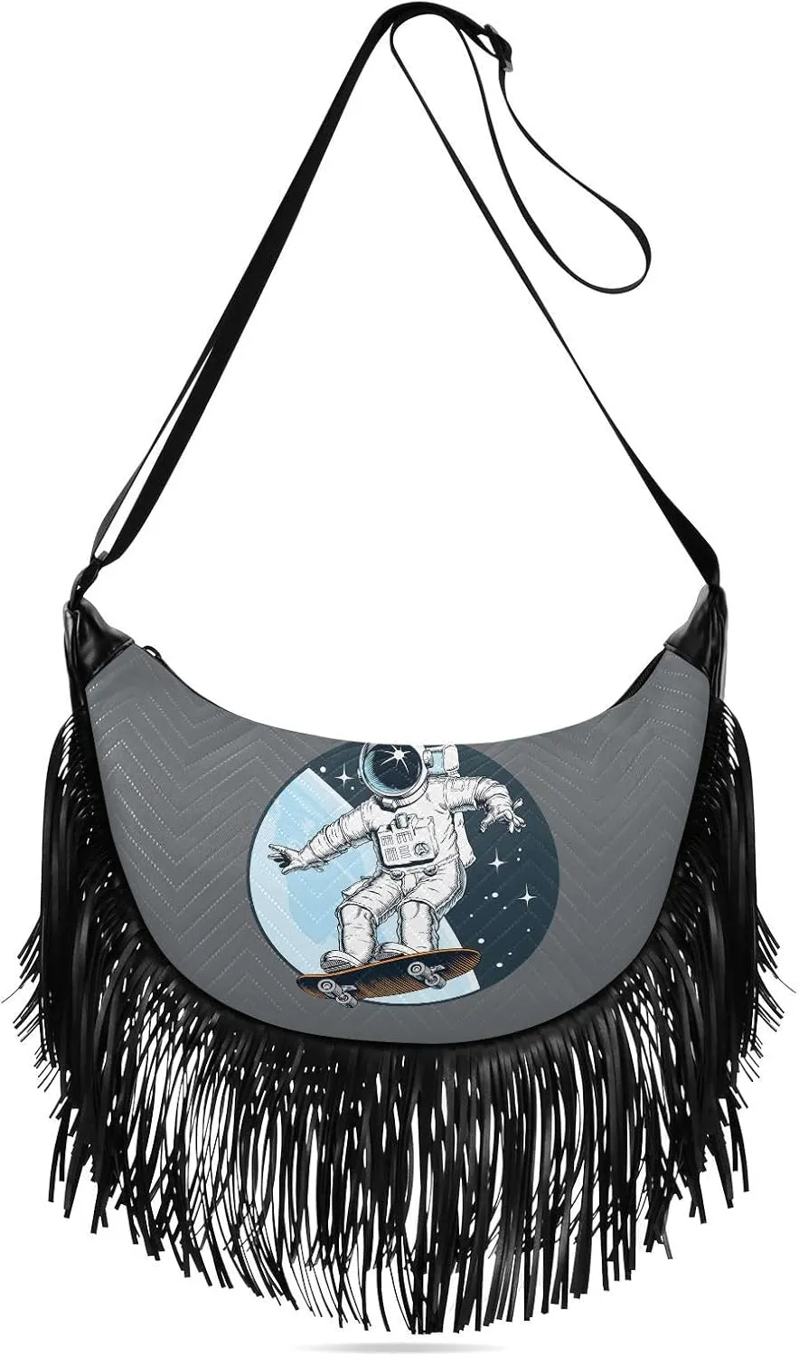Women's PU Leather Chain Cross Body Bag, Shoulder Handbag Purse with Tassel for Ladies