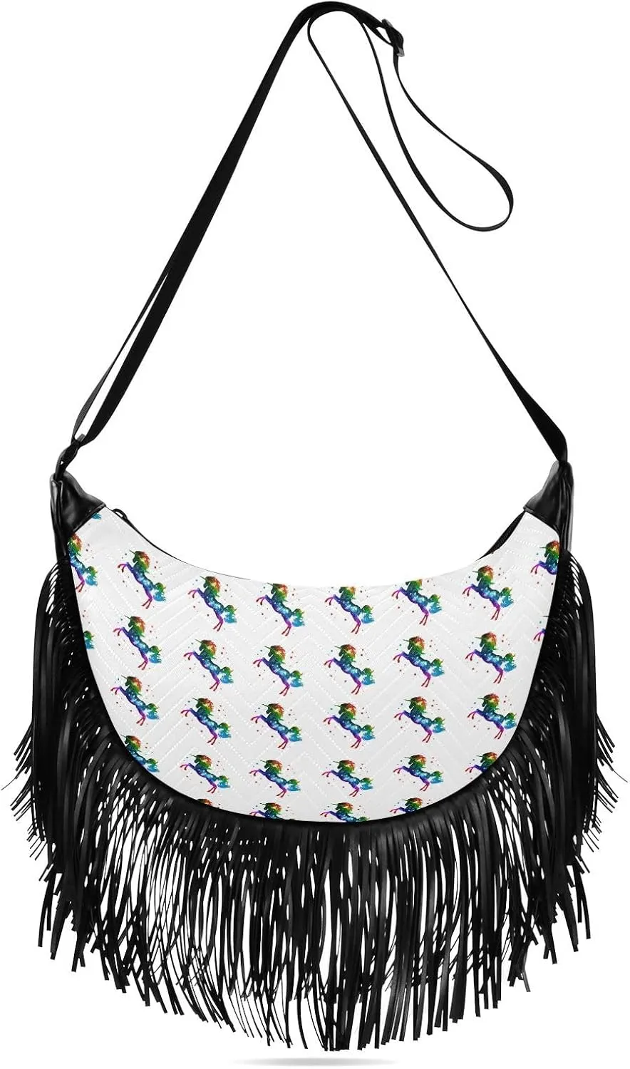 Women's PU Leather Chain Cross Body Bag, Shoulder Handbag Purse with Tassel for Ladies