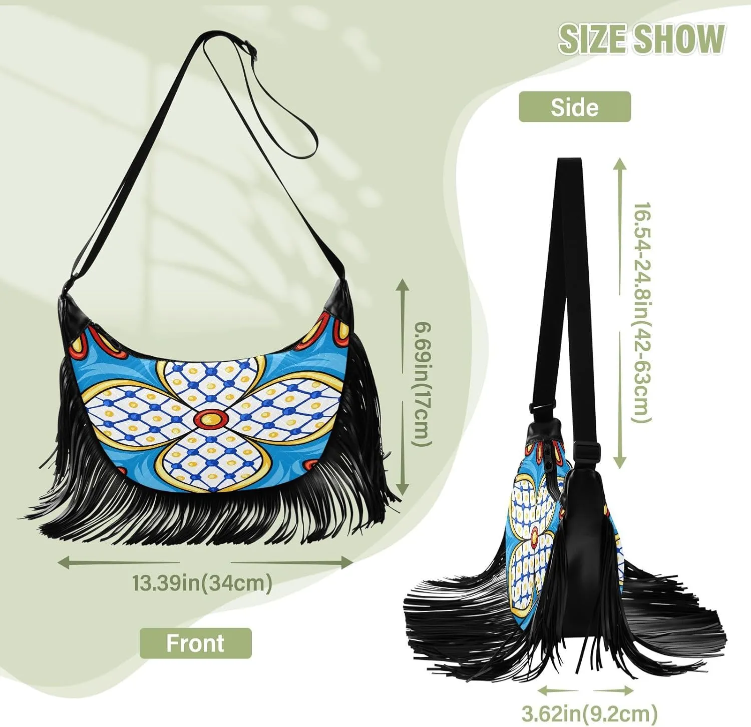 Women's PU Leather Chain Cross Body Bag, Shoulder Handbag Purse with Tassel for Ladies