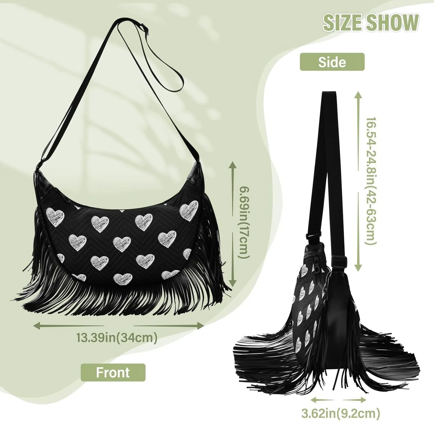 Women's PU Leather Chain Cross Body Bag, Shoulder Handbag Purse with Tassel for Ladies
