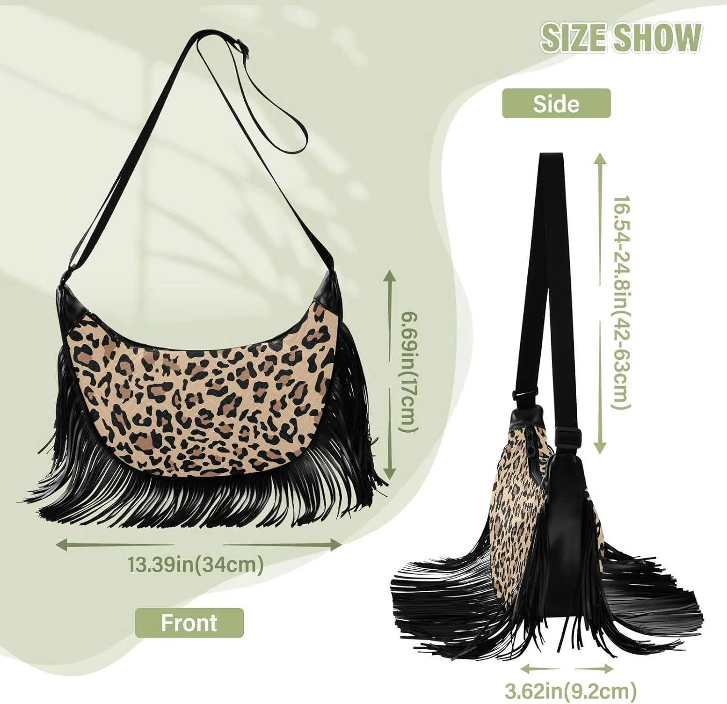 Women's PU Leather Chain Cross Body Bag, Shoulder Handbag Purse with Tassel for Ladies