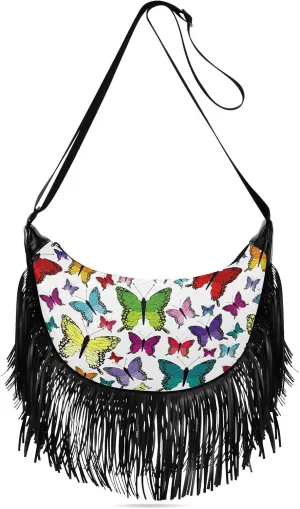 Women's PU Leather Chain Cross Body Bag, Shoulder Handbag Purse with Tassel for Ladies