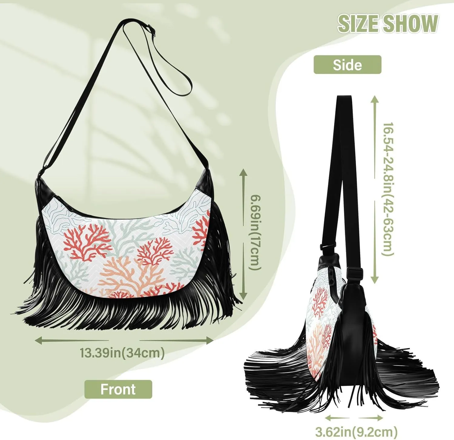 Women's PU Leather Chain Cross Body Bag, Shoulder Handbag Purse with Tassel for Ladies