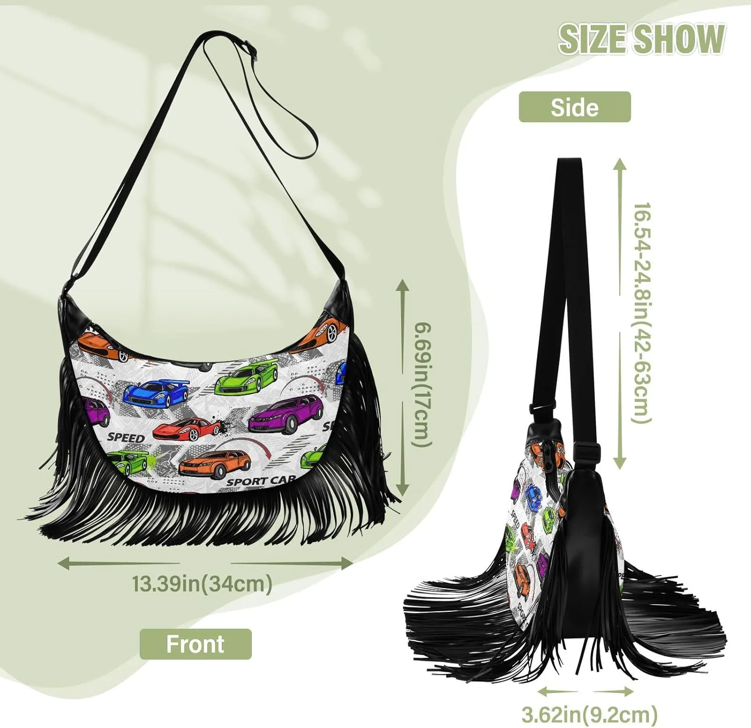 Women's PU Leather Chain Cross Body Bag, Shoulder Handbag Purse with Tassel for Ladies