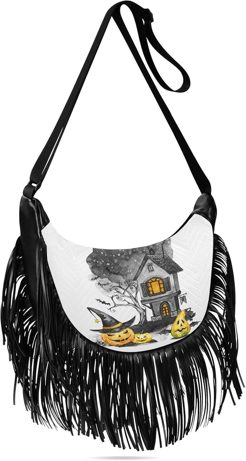 Women's PU Leather Chain Cross Body Bag, Shoulder Handbag Purse with Tassel for Ladies