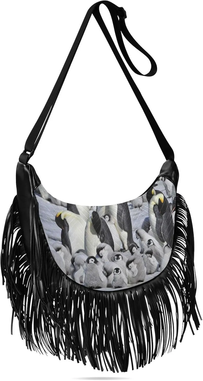 Women's PU Leather Chain Cross Body Bag, Shoulder Handbag Purse with Tassel for Ladies
