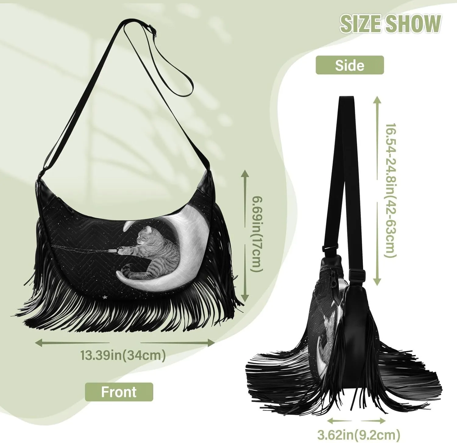 Women's PU Leather Chain Cross Body Bag, Shoulder Handbag Purse with Tassel for Ladies