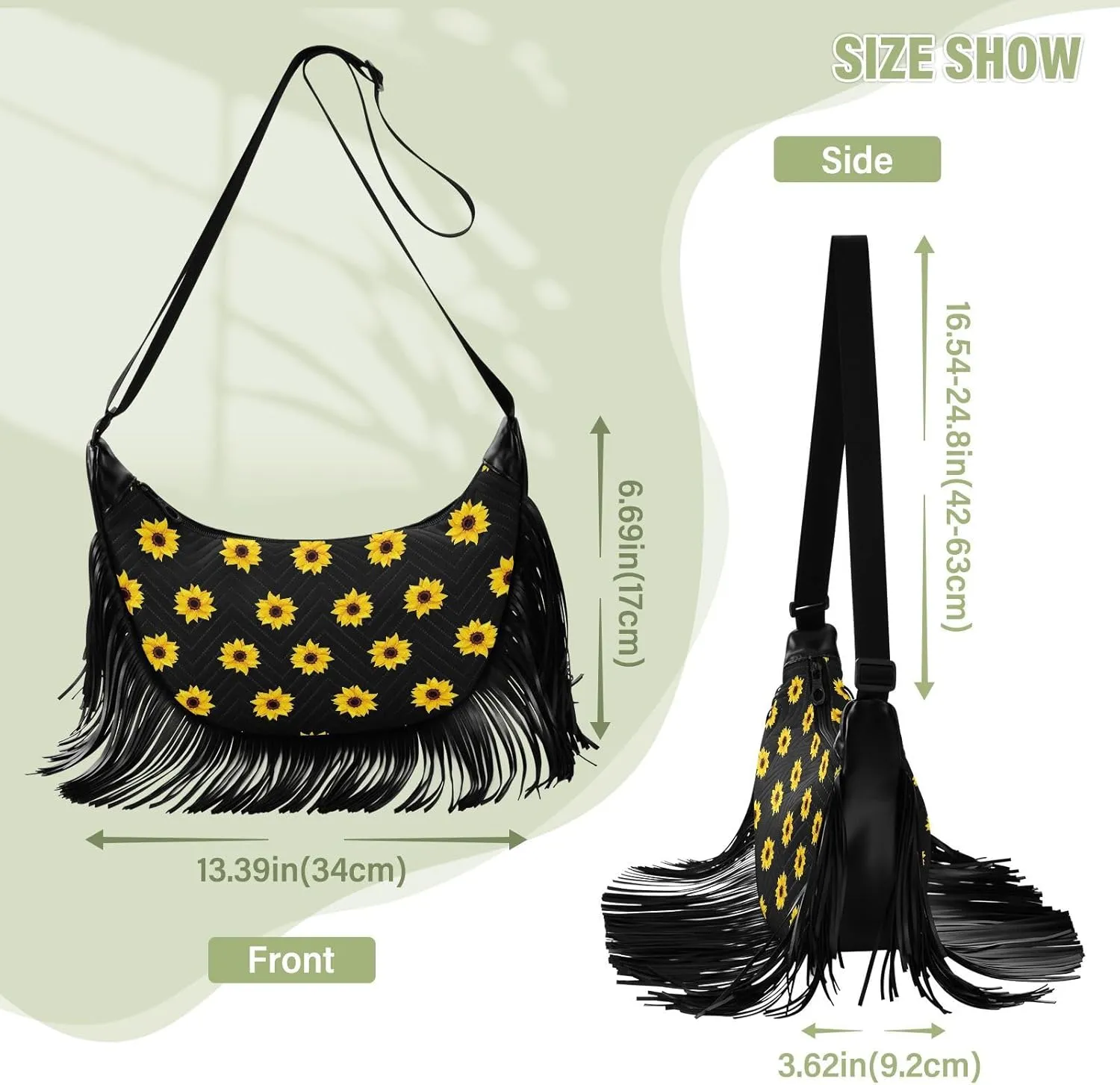 Women's PU Leather Chain Cross Body Bag, Shoulder Handbag Purse with Tassel for Ladies