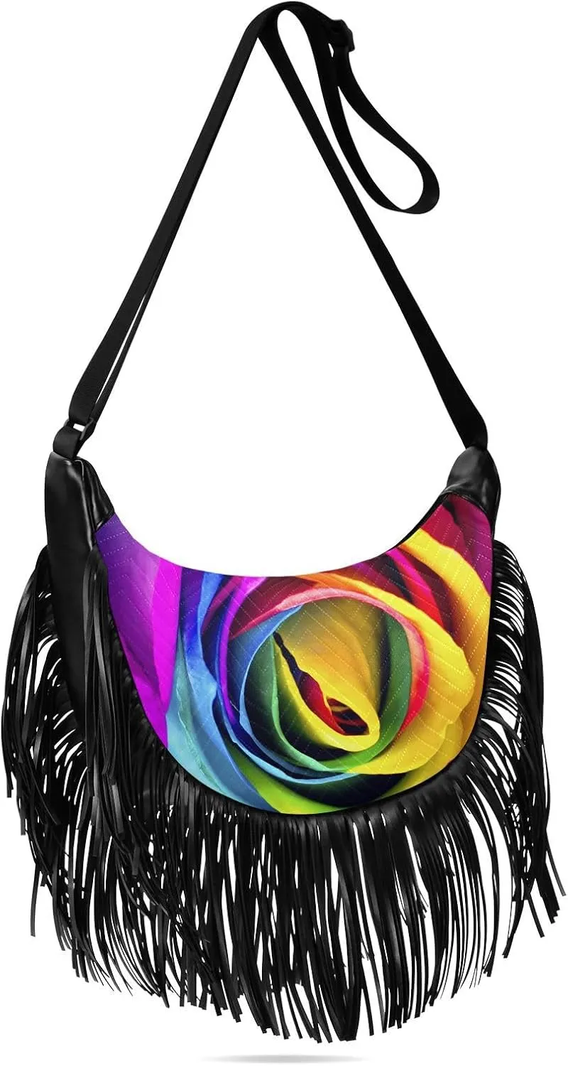 Women's PU Leather Chain Cross Body Bag, Shoulder Handbag Purse with Tassel for Ladies