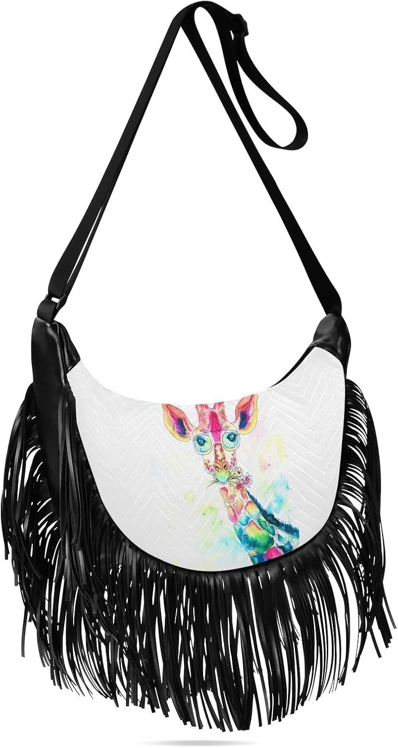 Women's PU Leather Chain Cross Body Bag, Shoulder Handbag Purse with Tassel for Ladies