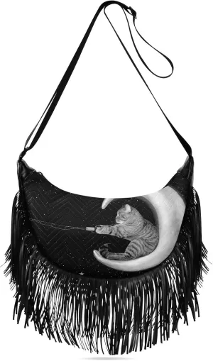 Women's PU Leather Chain Cross Body Bag, Shoulder Handbag Purse with Tassel for Ladies