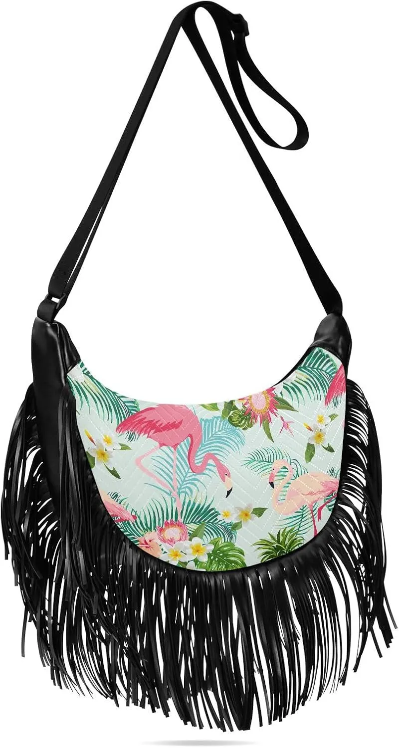 Women's PU Leather Chain Cross Body Bag, Shoulder Handbag Purse with Tassel for Ladies