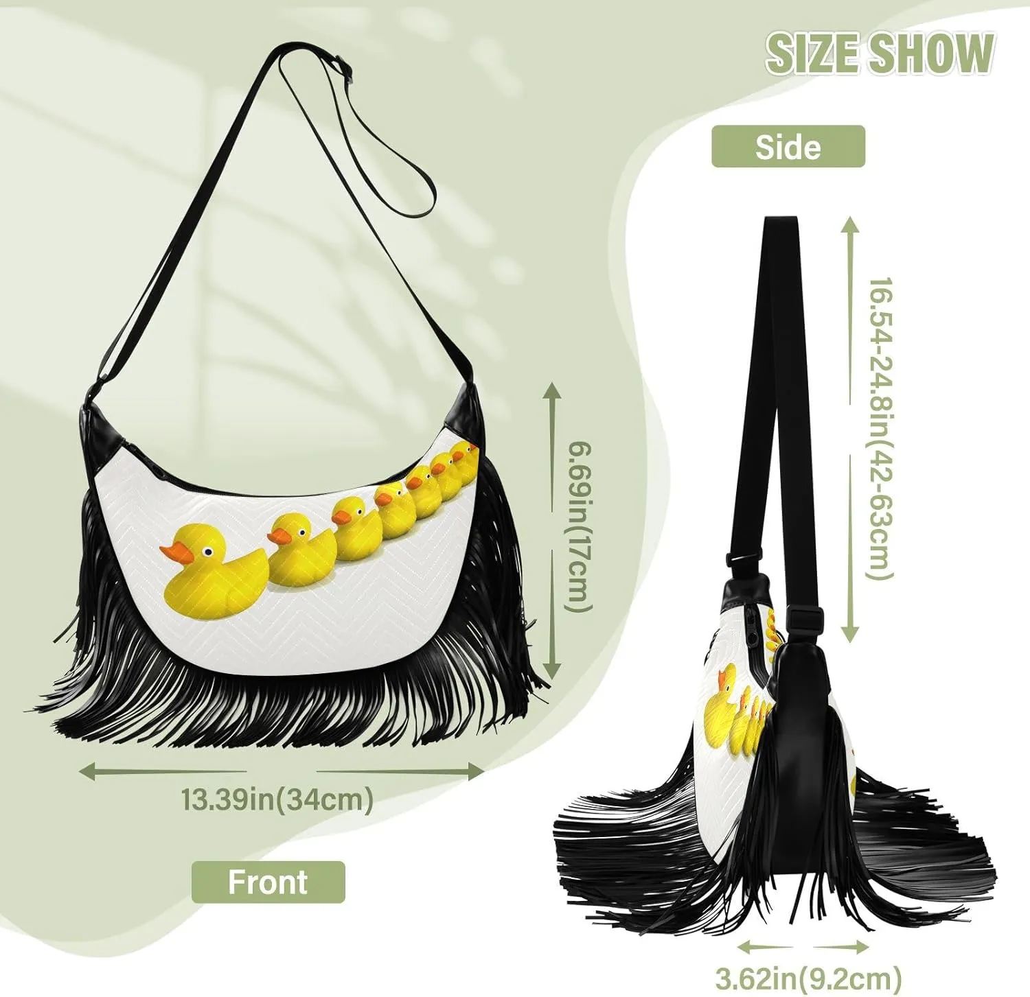 Women's PU Leather Chain Cross Body Bag, Shoulder Handbag Purse with Tassel for Ladies