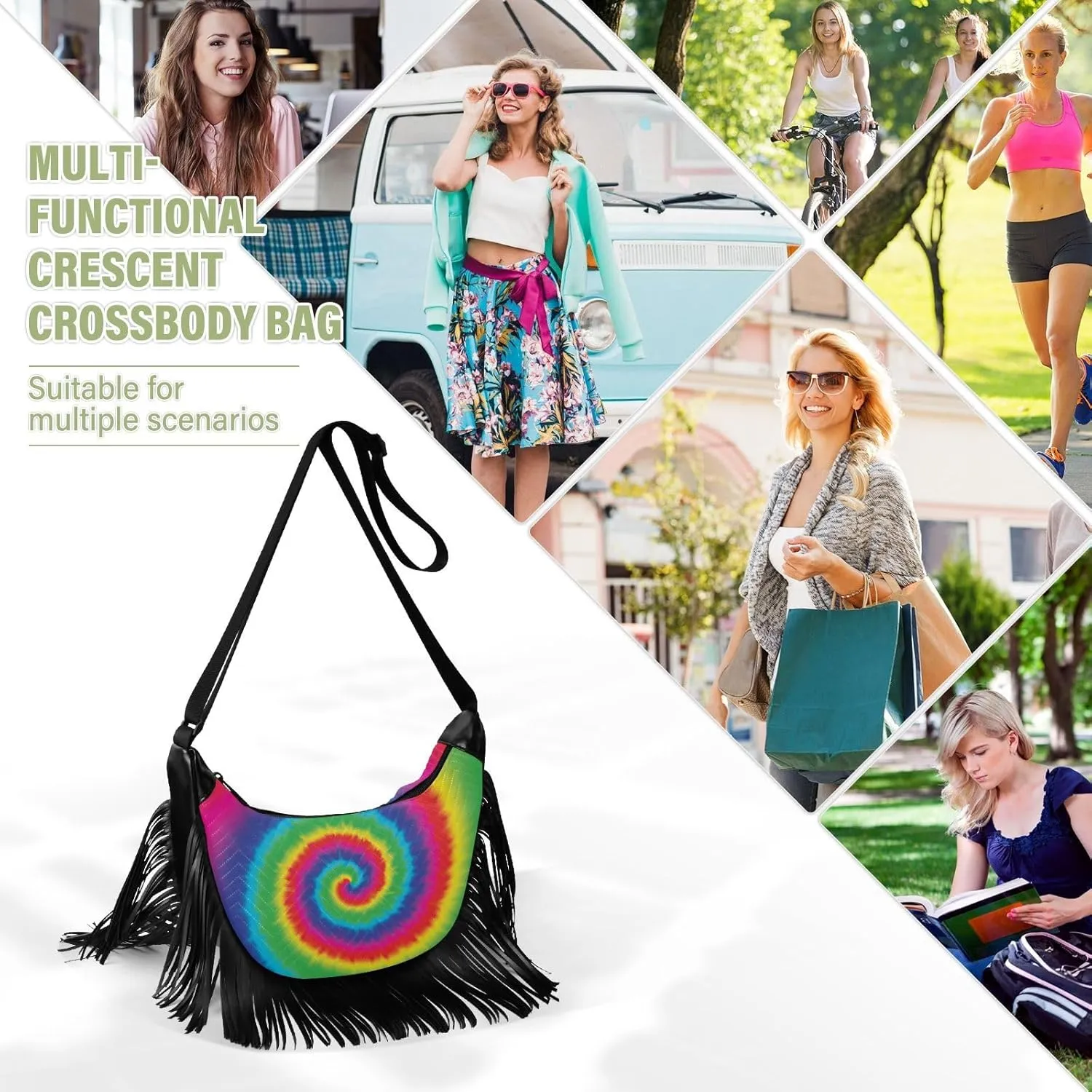Women's PU Leather Chain Cross Body Bag, Shoulder Handbag Purse with Tassel for Ladies