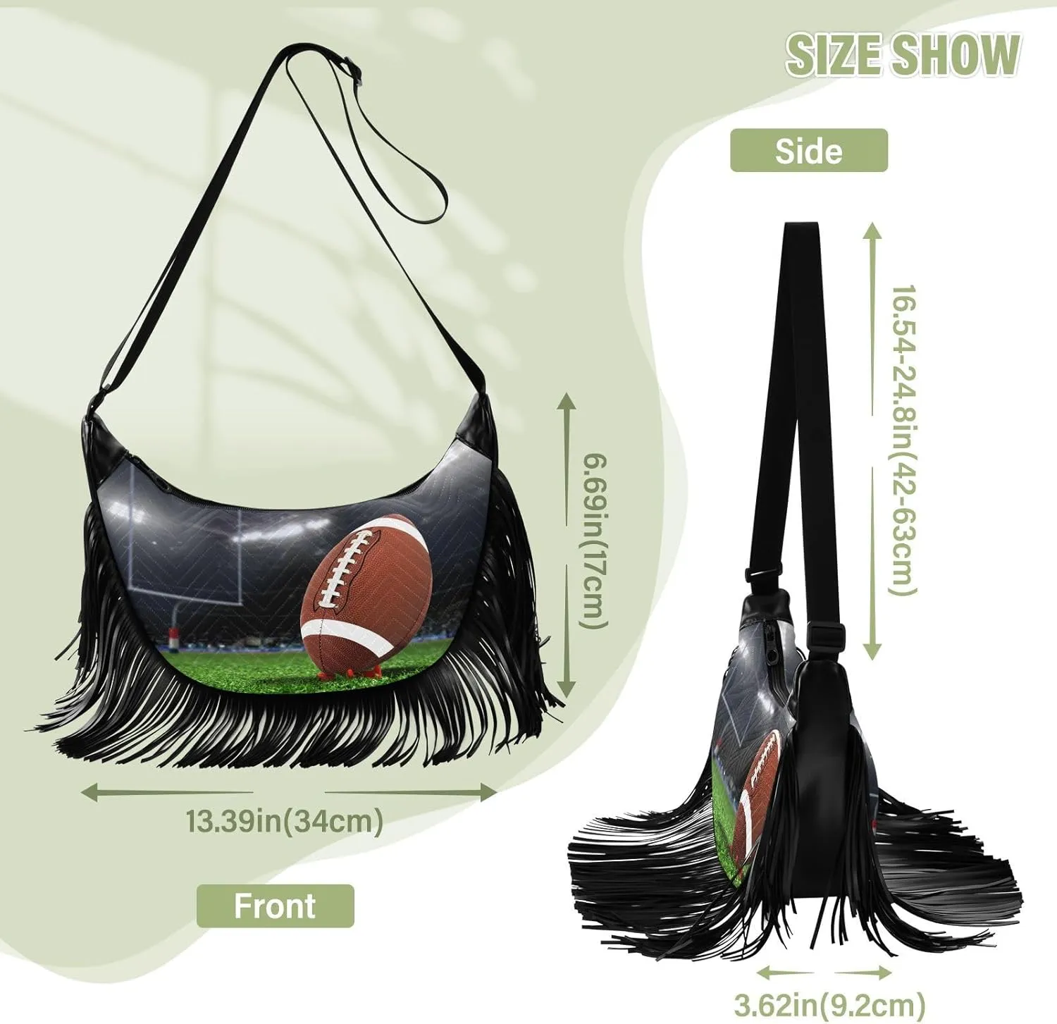 Women's PU Leather Chain Cross Body Bag, Shoulder Handbag Purse with Tassel for Ladies