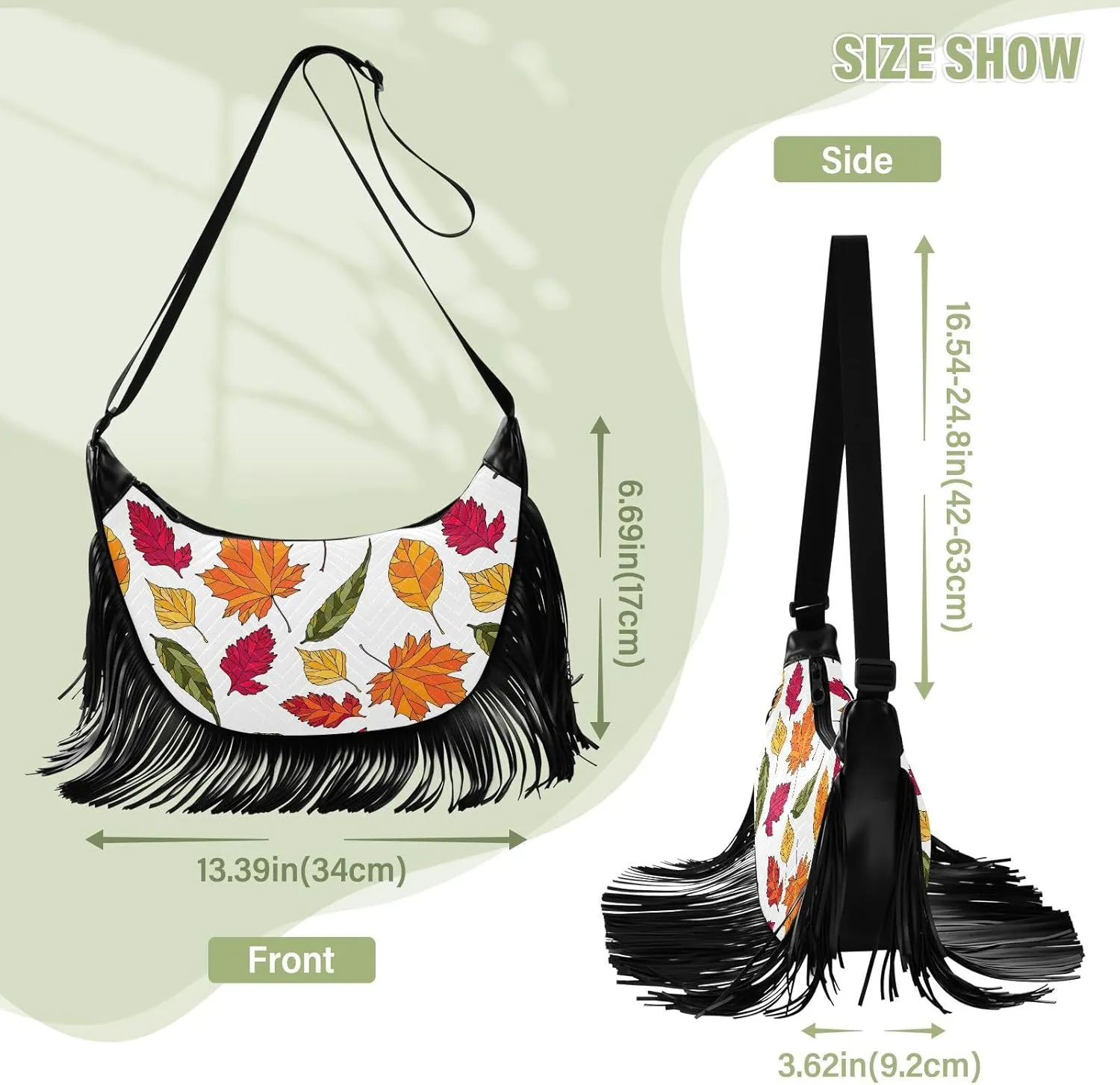 Women's PU Leather Chain Cross Body Bag, Shoulder Handbag Purse with Tassel for Ladies