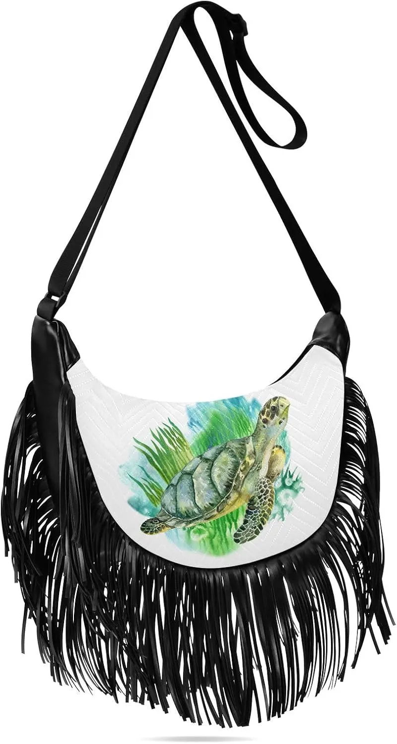 Women's PU Leather Chain Cross Body Bag, Shoulder Handbag Purse with Tassel for Ladies