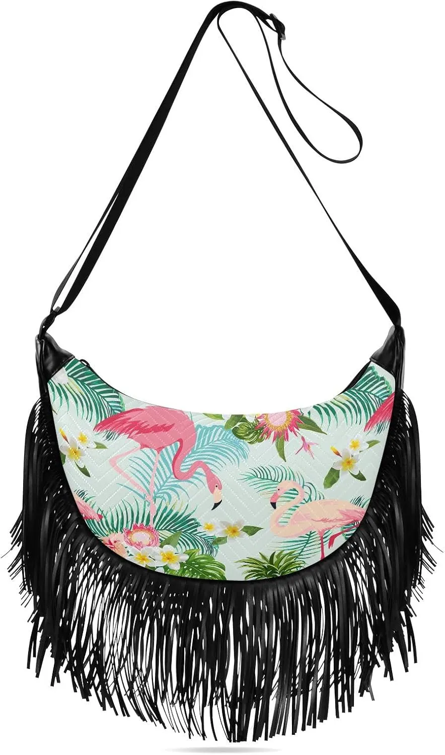 Women's PU Leather Chain Cross Body Bag, Shoulder Handbag Purse with Tassel for Ladies