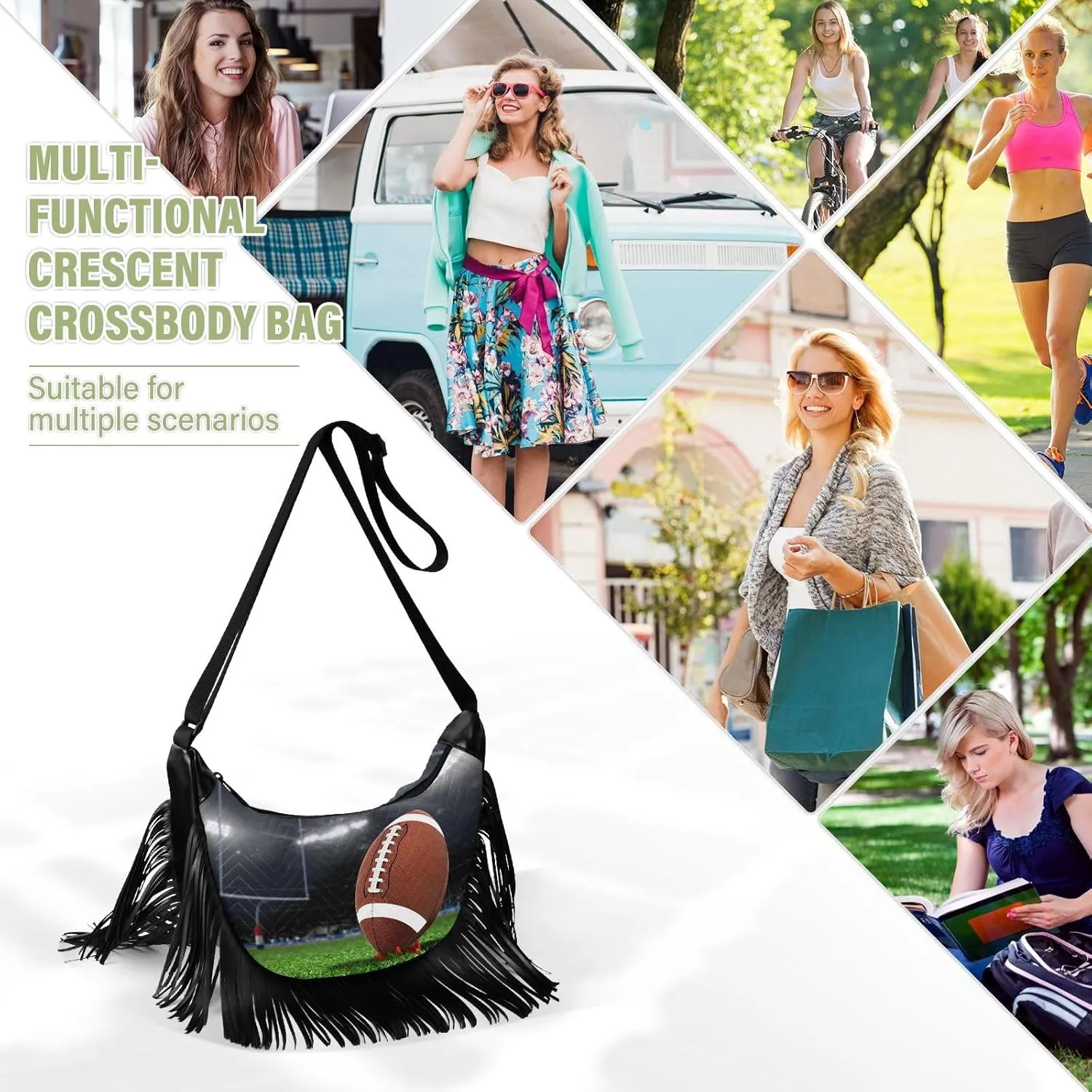 Women's PU Leather Chain Cross Body Bag, Shoulder Handbag Purse with Tassel for Ladies