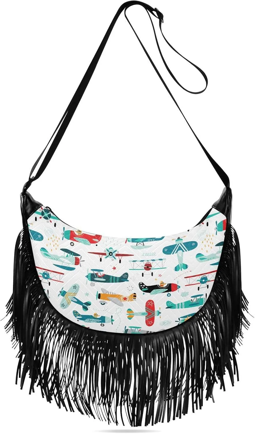 Women's PU Leather Chain Cross Body Bag, Shoulder Handbag Purse with Tassel for Ladies