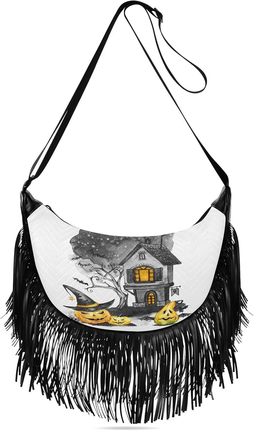 Women's PU Leather Chain Cross Body Bag, Shoulder Handbag Purse with Tassel for Ladies
