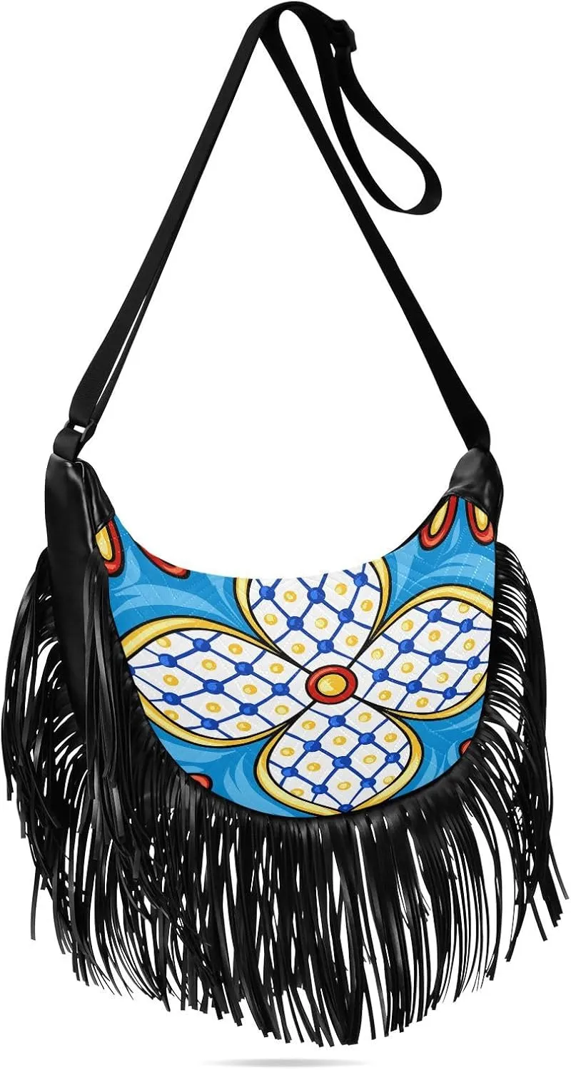 Women's PU Leather Chain Cross Body Bag, Shoulder Handbag Purse with Tassel for Ladies