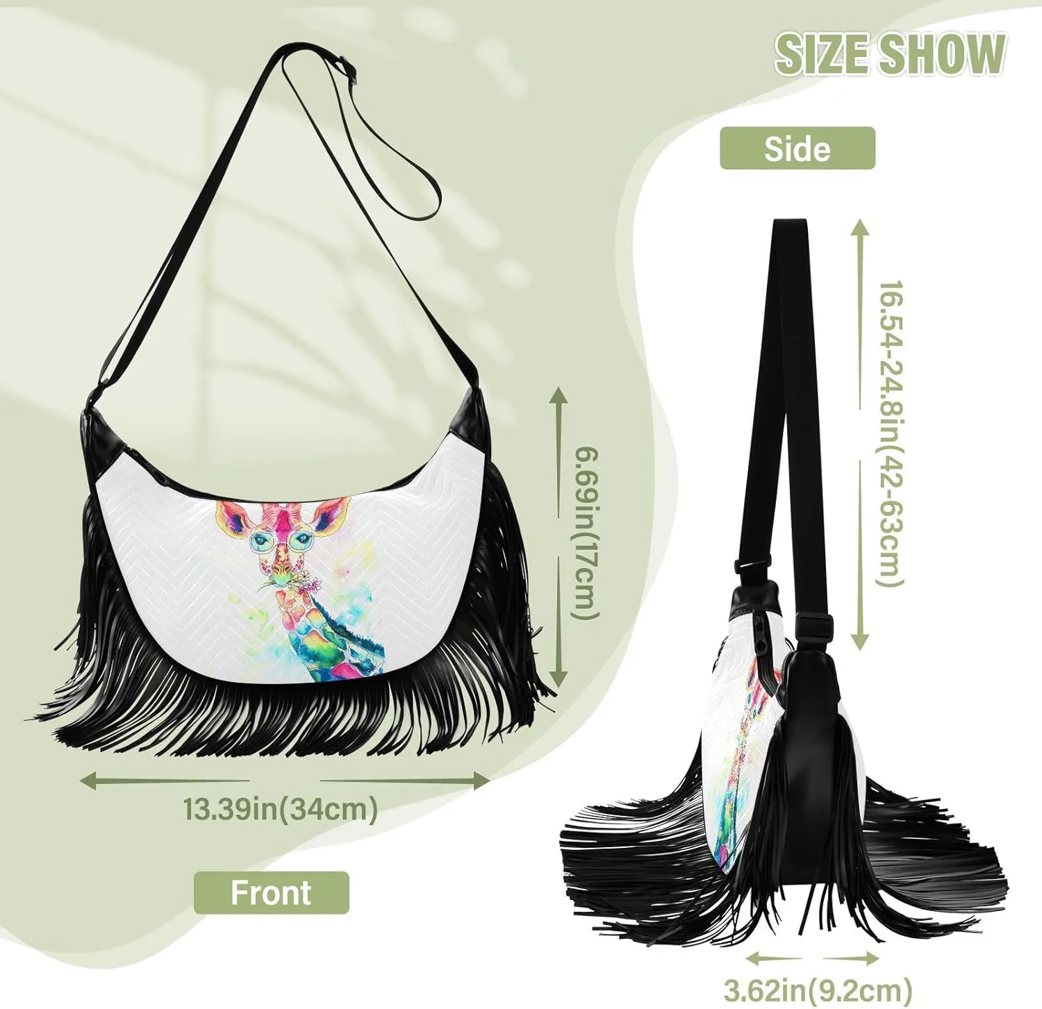 Women's PU Leather Chain Cross Body Bag, Shoulder Handbag Purse with Tassel for Ladies