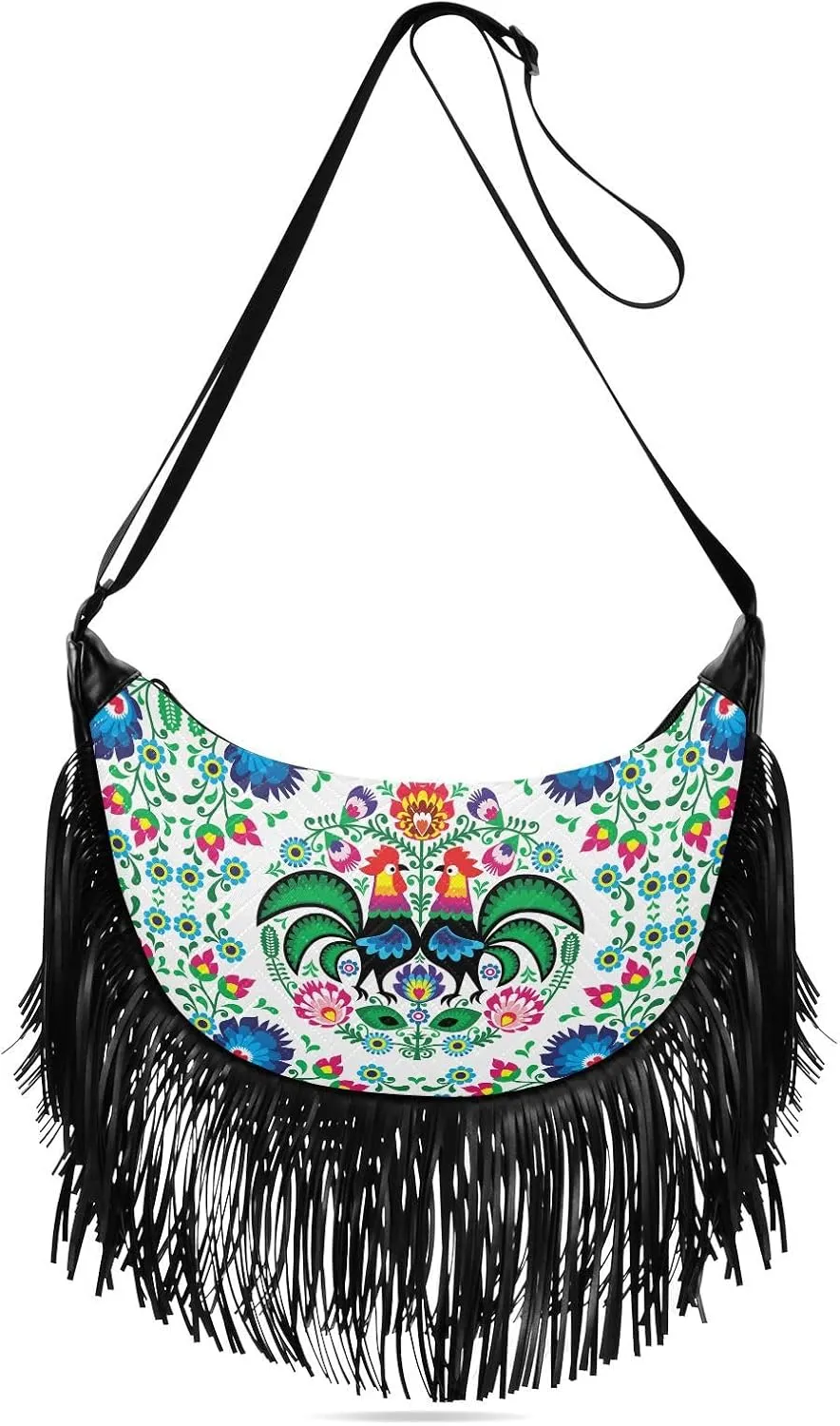 Women's PU Leather Chain Cross Body Bag, Shoulder Handbag Purse with Tassel for Ladies