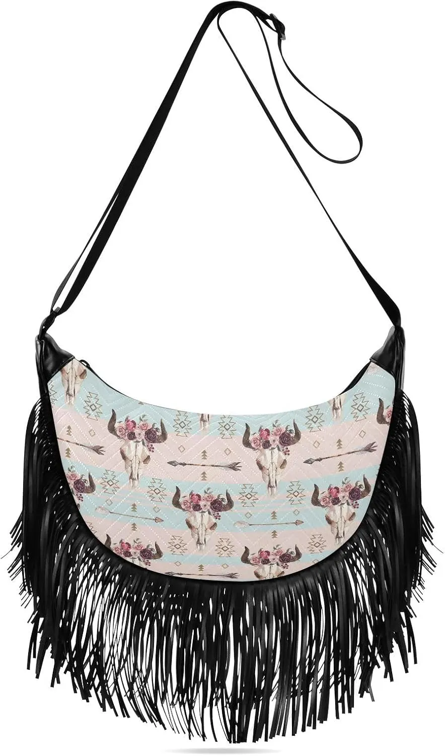 Women's PU Leather Chain Cross Body Bag, Shoulder Handbag Purse with Tassel for Ladies