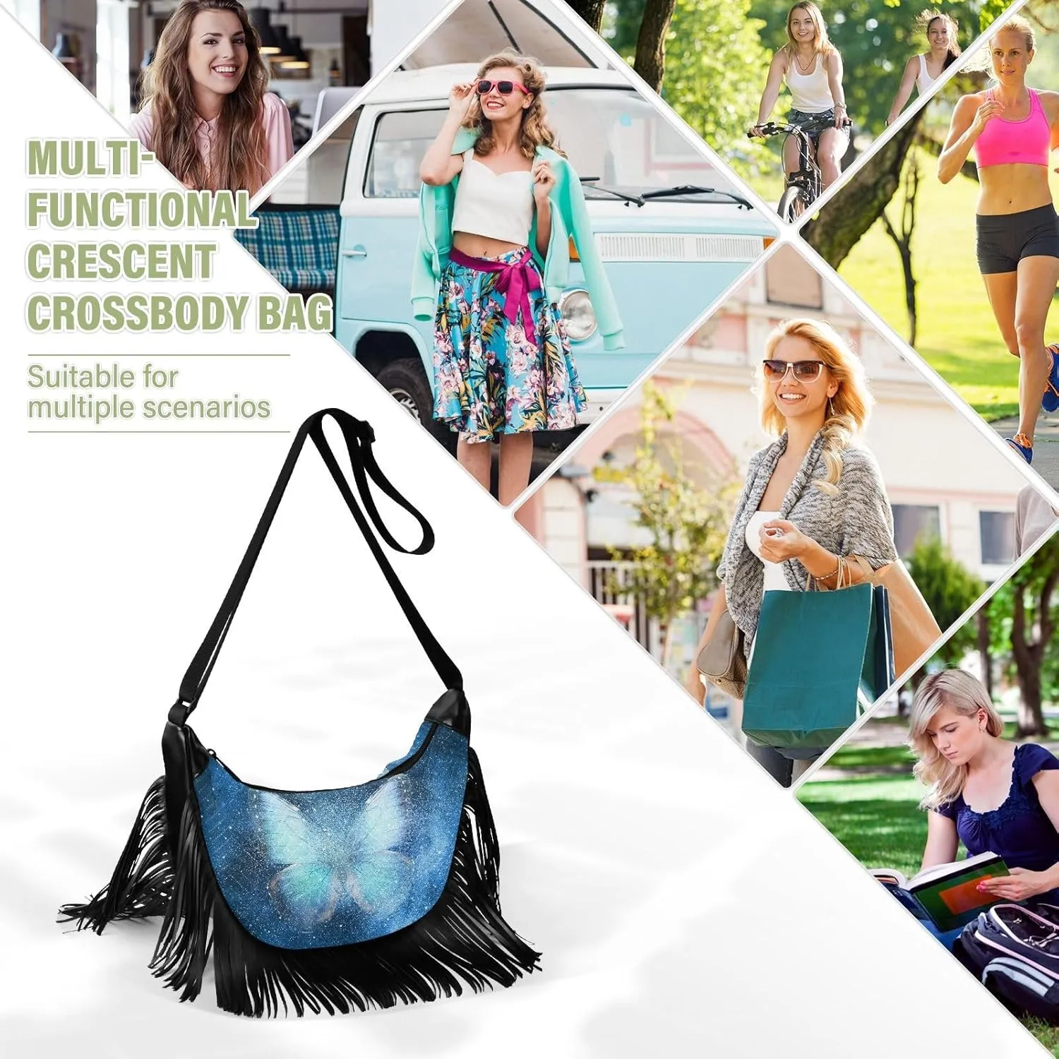 Women's PU Leather Chain Cross Body Bag, Shoulder Handbag Purse with Tassel for Ladies