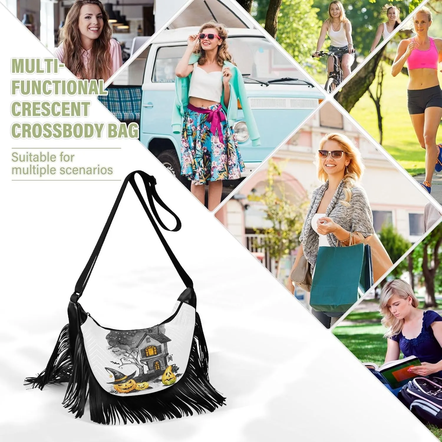 Women's PU Leather Chain Cross Body Bag, Shoulder Handbag Purse with Tassel for Ladies