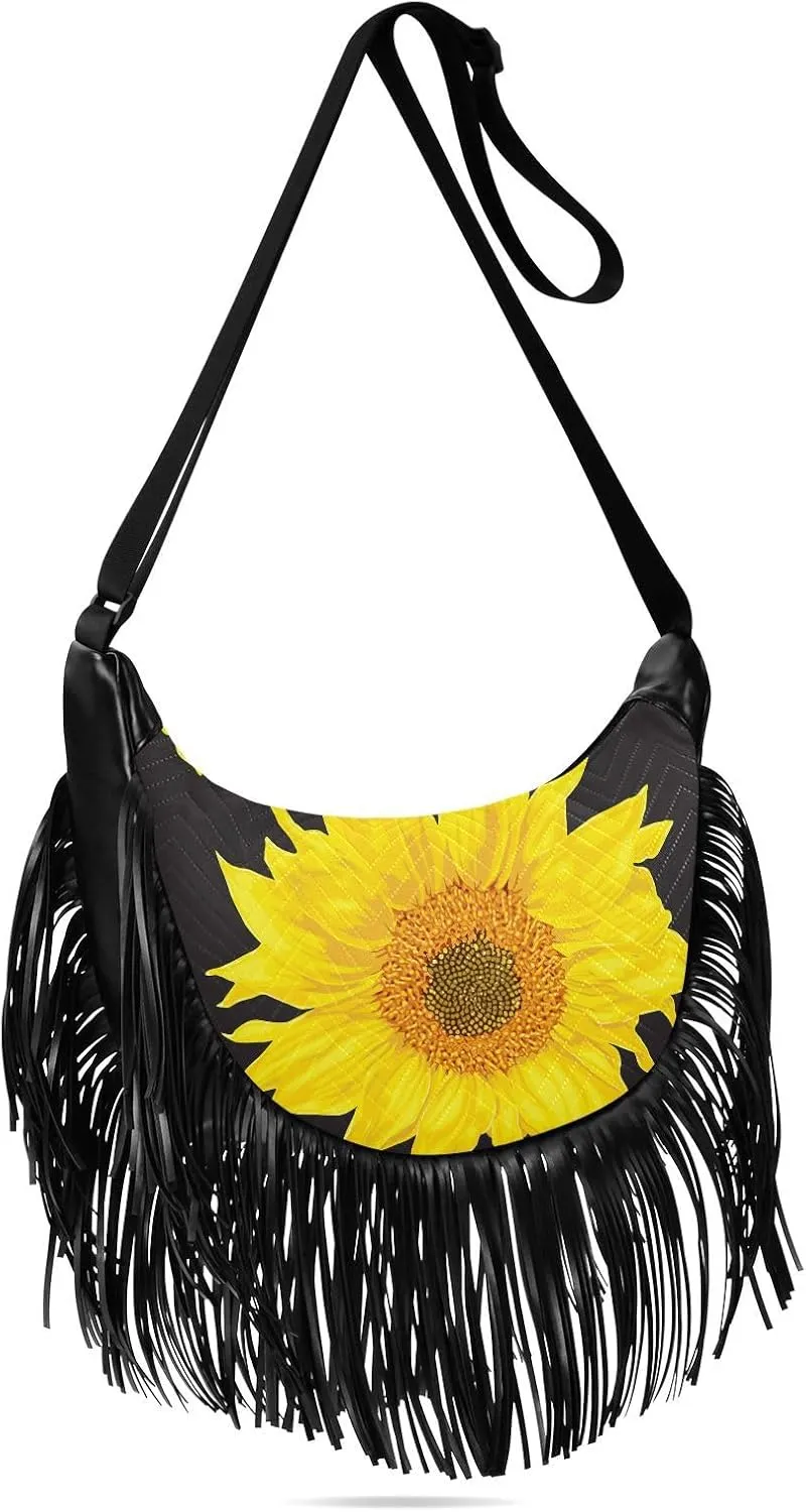 Women's PU Leather Chain Cross Body Bag, Shoulder Handbag Purse with Tassel for Ladies