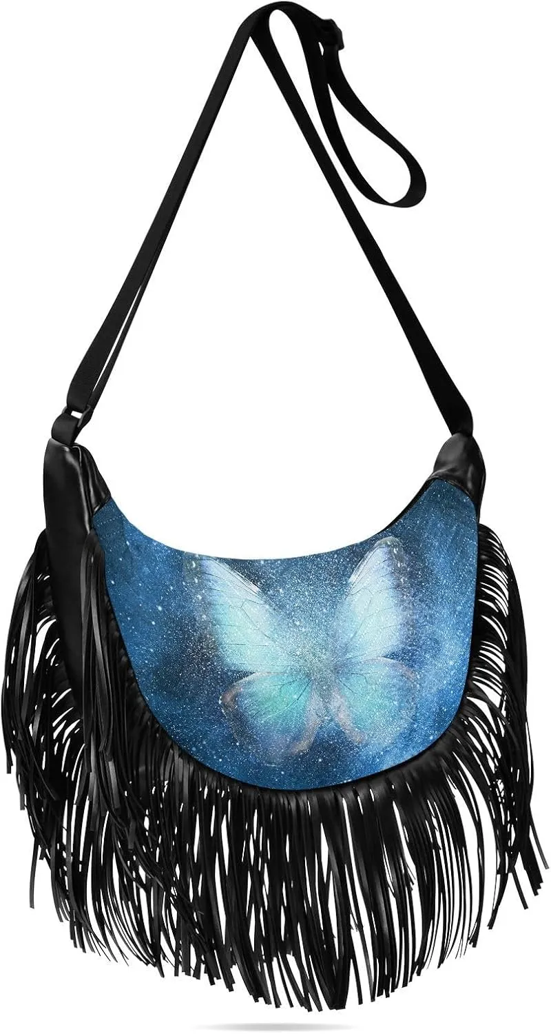 Women's PU Leather Chain Cross Body Bag, Shoulder Handbag Purse with Tassel for Ladies