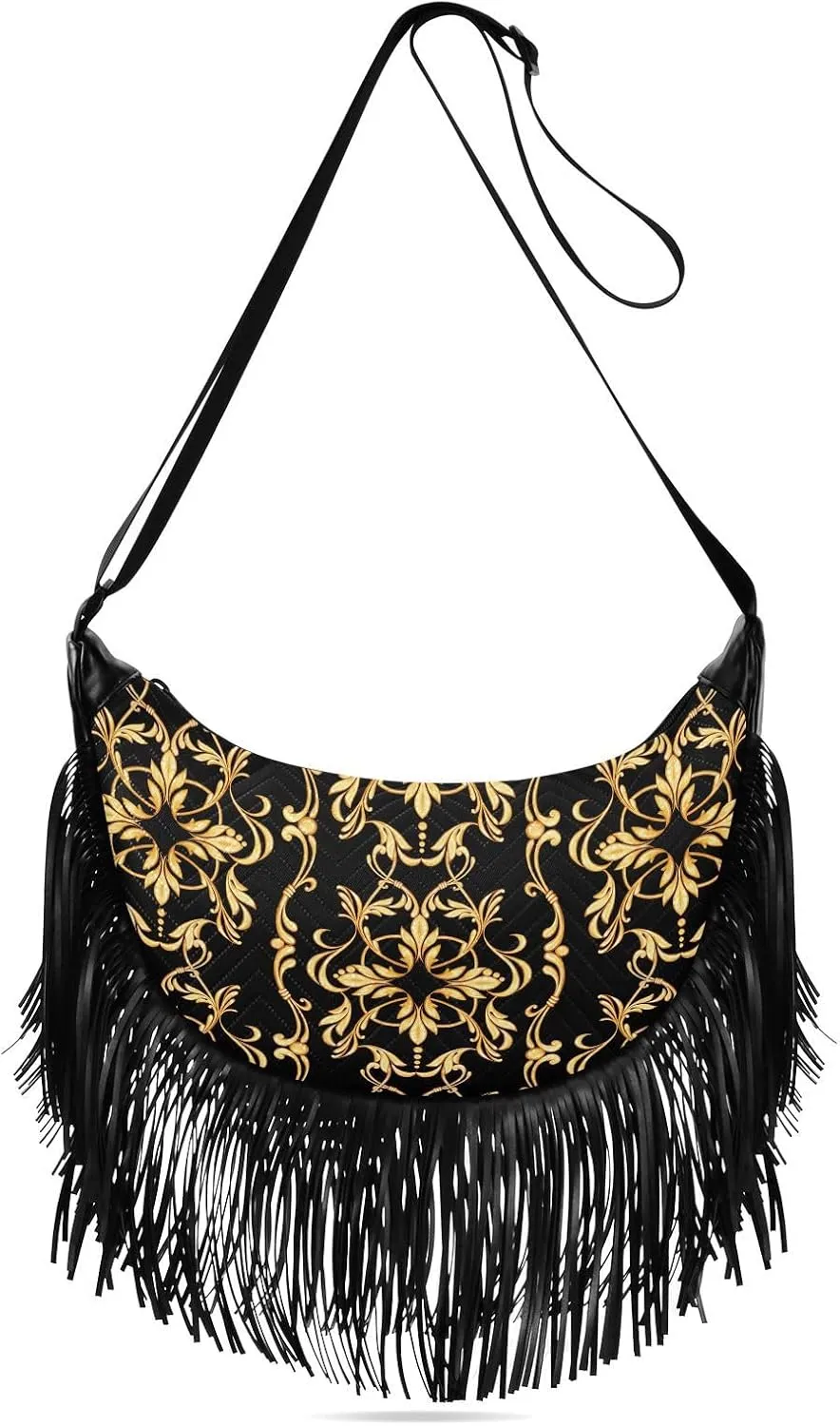 Women's PU Leather Chain Cross Body Bag, Shoulder Handbag Purse with Tassel for Ladies