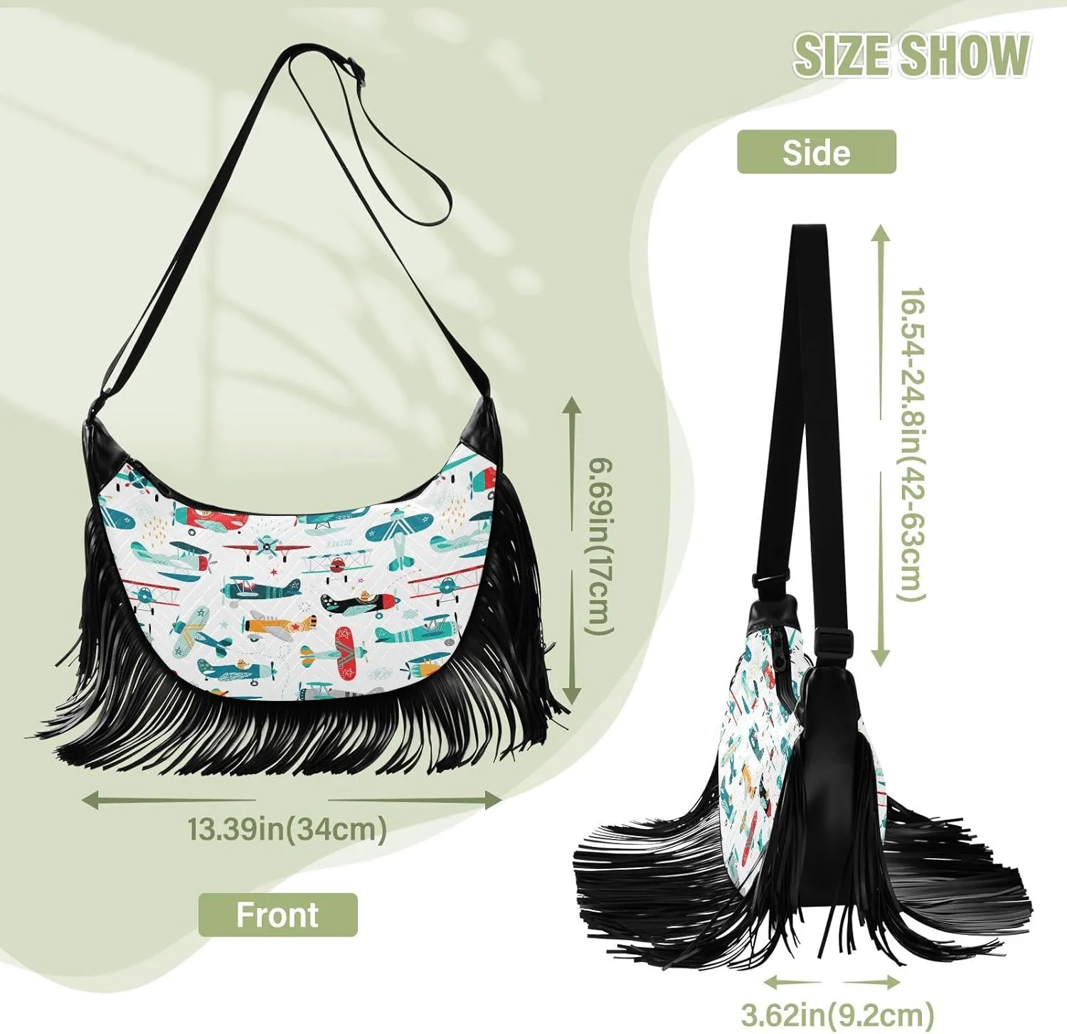 Women's PU Leather Chain Cross Body Bag, Shoulder Handbag Purse with Tassel for Ladies