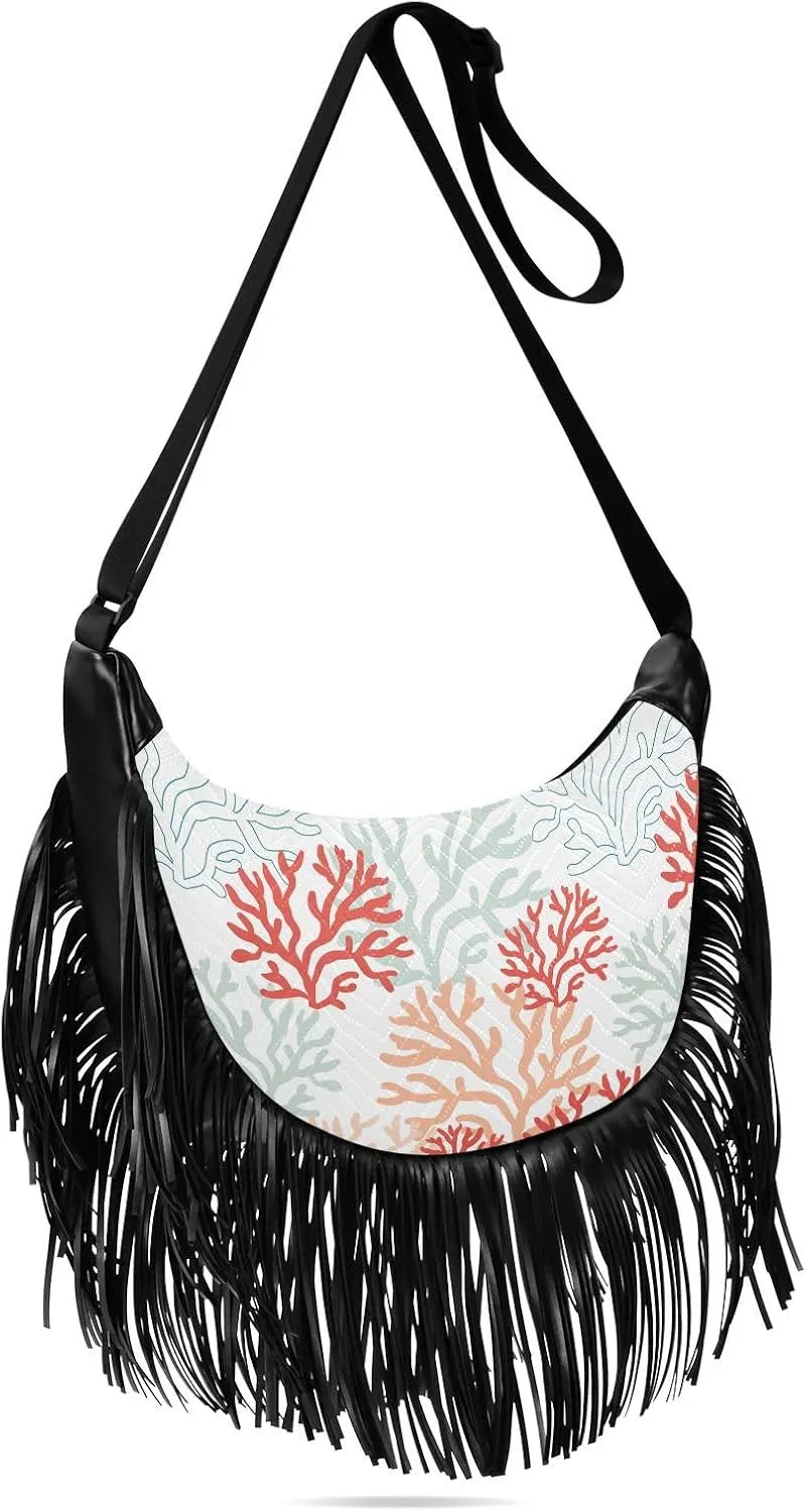 Women's PU Leather Chain Cross Body Bag, Shoulder Handbag Purse with Tassel for Ladies