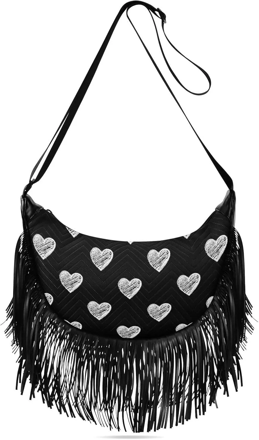 Women's PU Leather Chain Cross Body Bag, Shoulder Handbag Purse with Tassel for Ladies