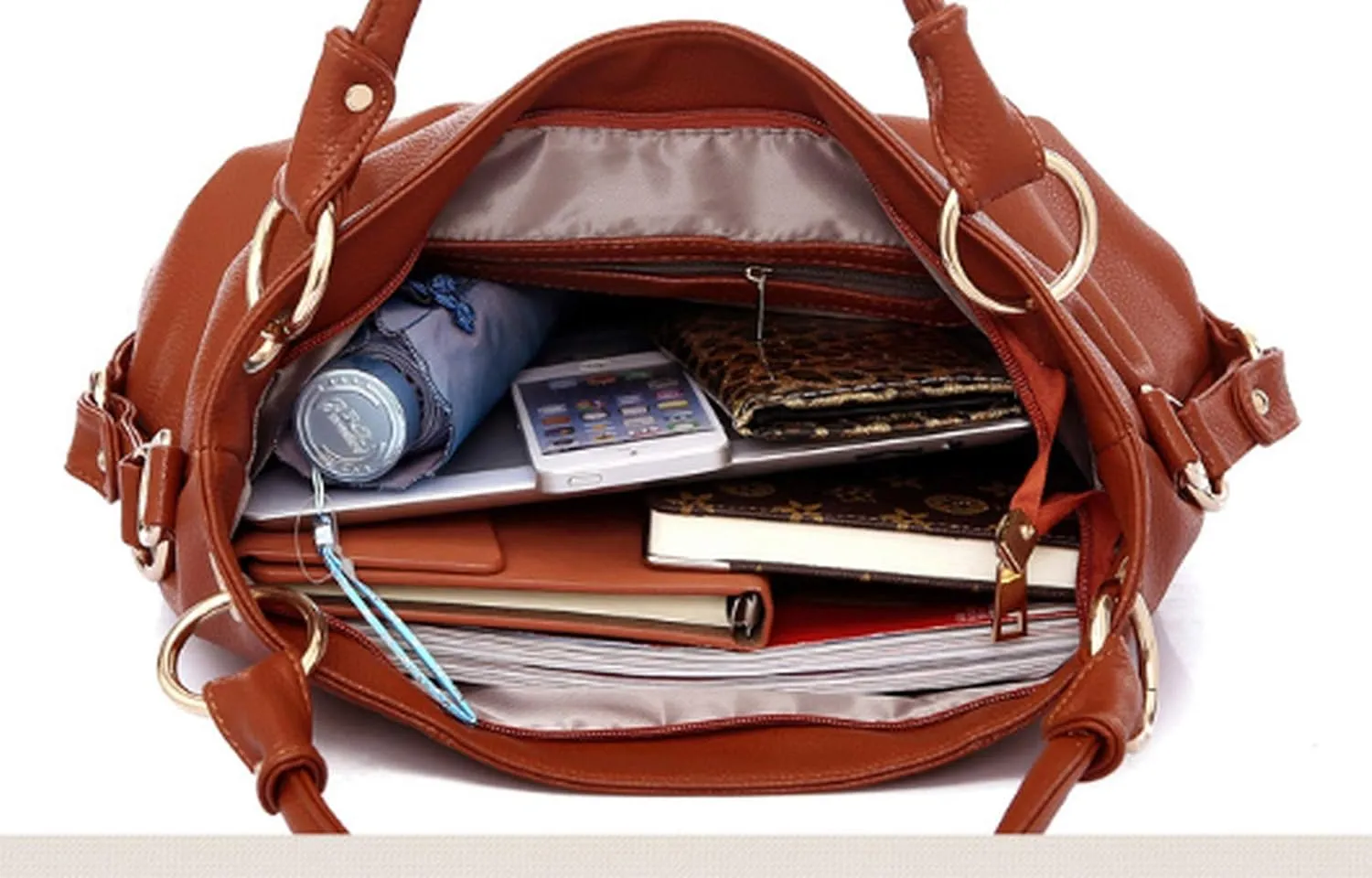 Women's PU Single Shoulder Bag Tassel Stitching Large Capacity Shoulder Shopping Bag