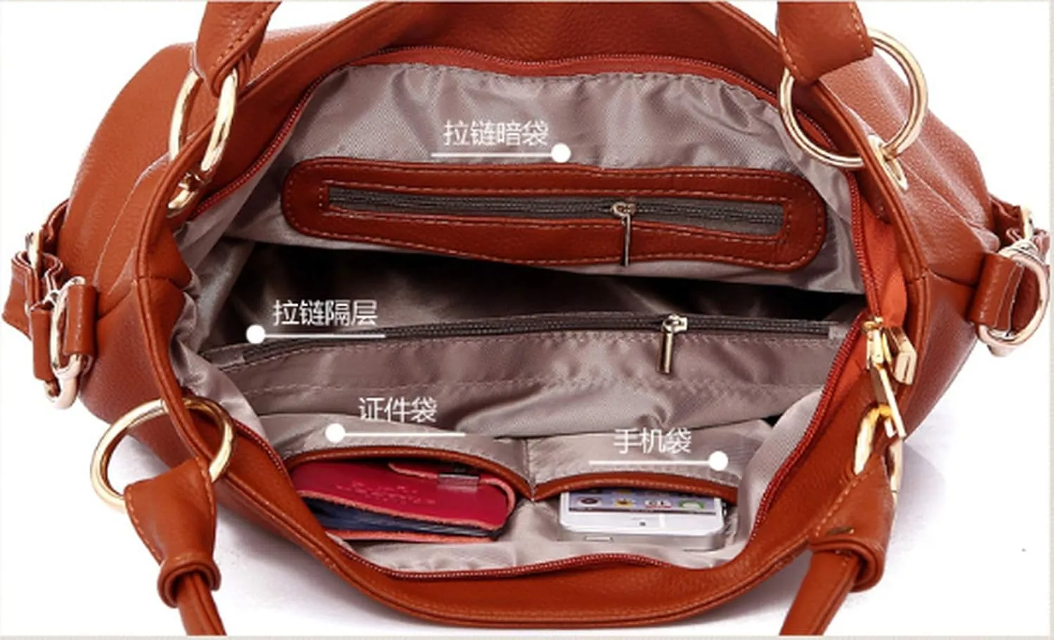 Women's PU Single Shoulder Bag Tassel Stitching Large Capacity Shoulder Shopping Bag