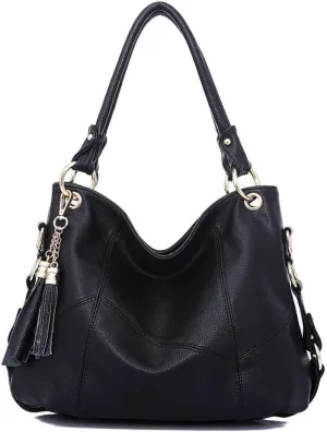 Women's PU Single Shoulder Bag Tassel Stitching Large Capacity Shoulder Shopping Bag