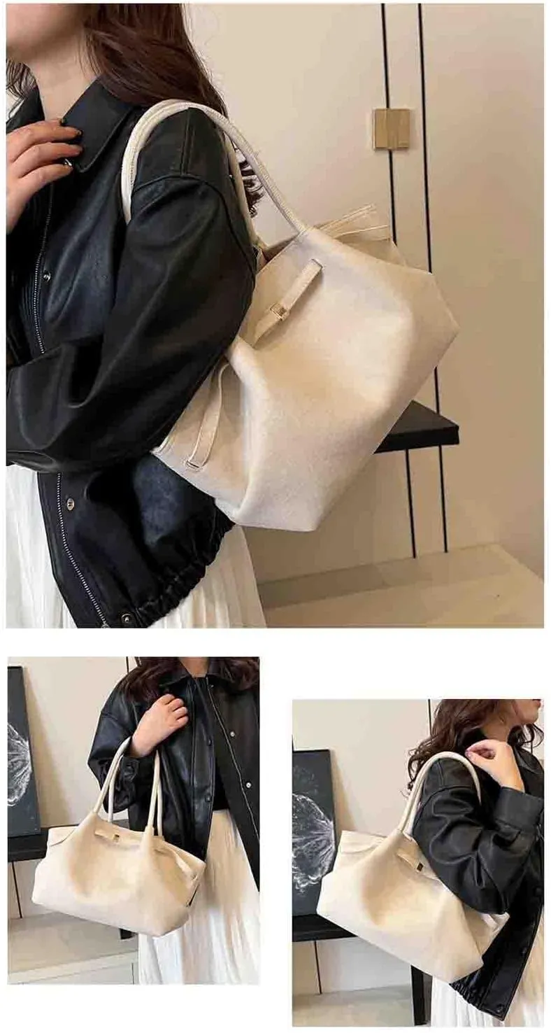 Women's Retro Armpit Shoulder Tote Bag - Large Capacity, Suede Leather