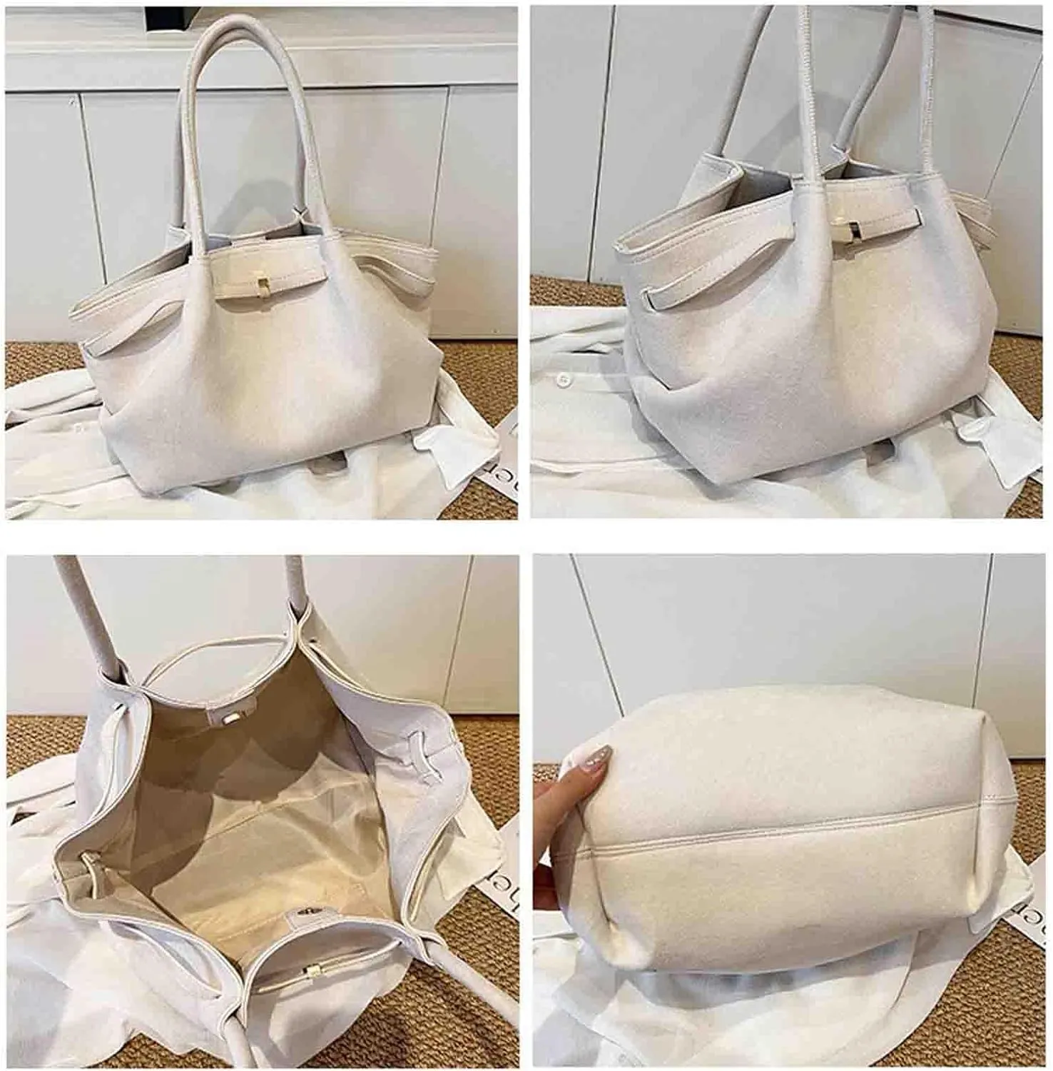 Women's Retro Armpit Shoulder Tote Bag - Large Capacity, Suede Leather