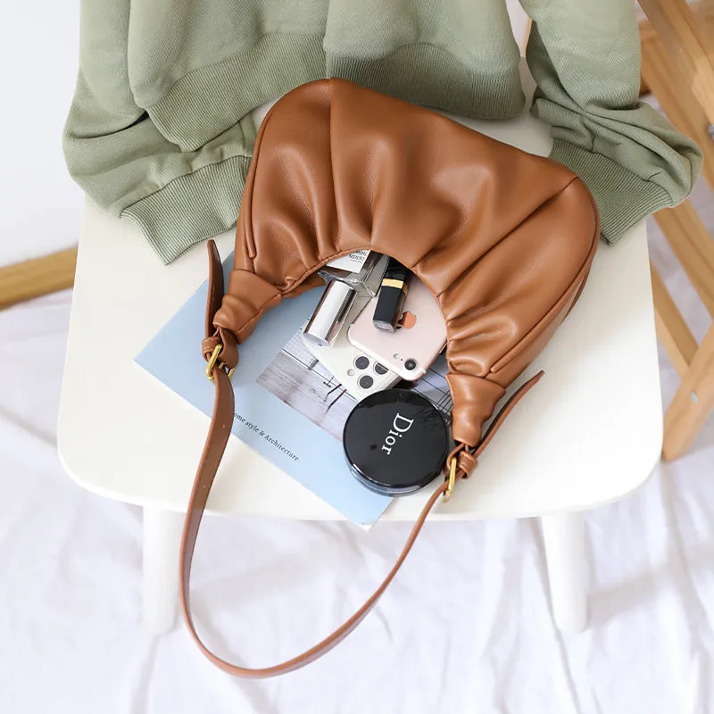 Women's Simple Pleated Cloud Western Leisure Fashion Crossbody Bags