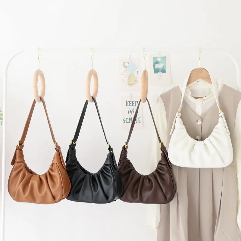 Women's Simple Pleated Cloud Western Leisure Fashion Crossbody Bags