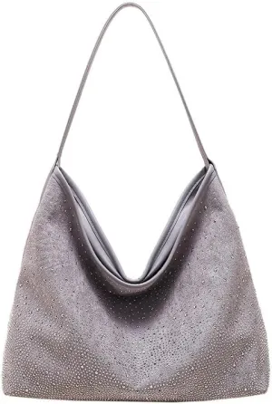 Women's suede bag Rhinestone Sparkling Starry Sky Fashion Tote Bag Shoulder Bag
