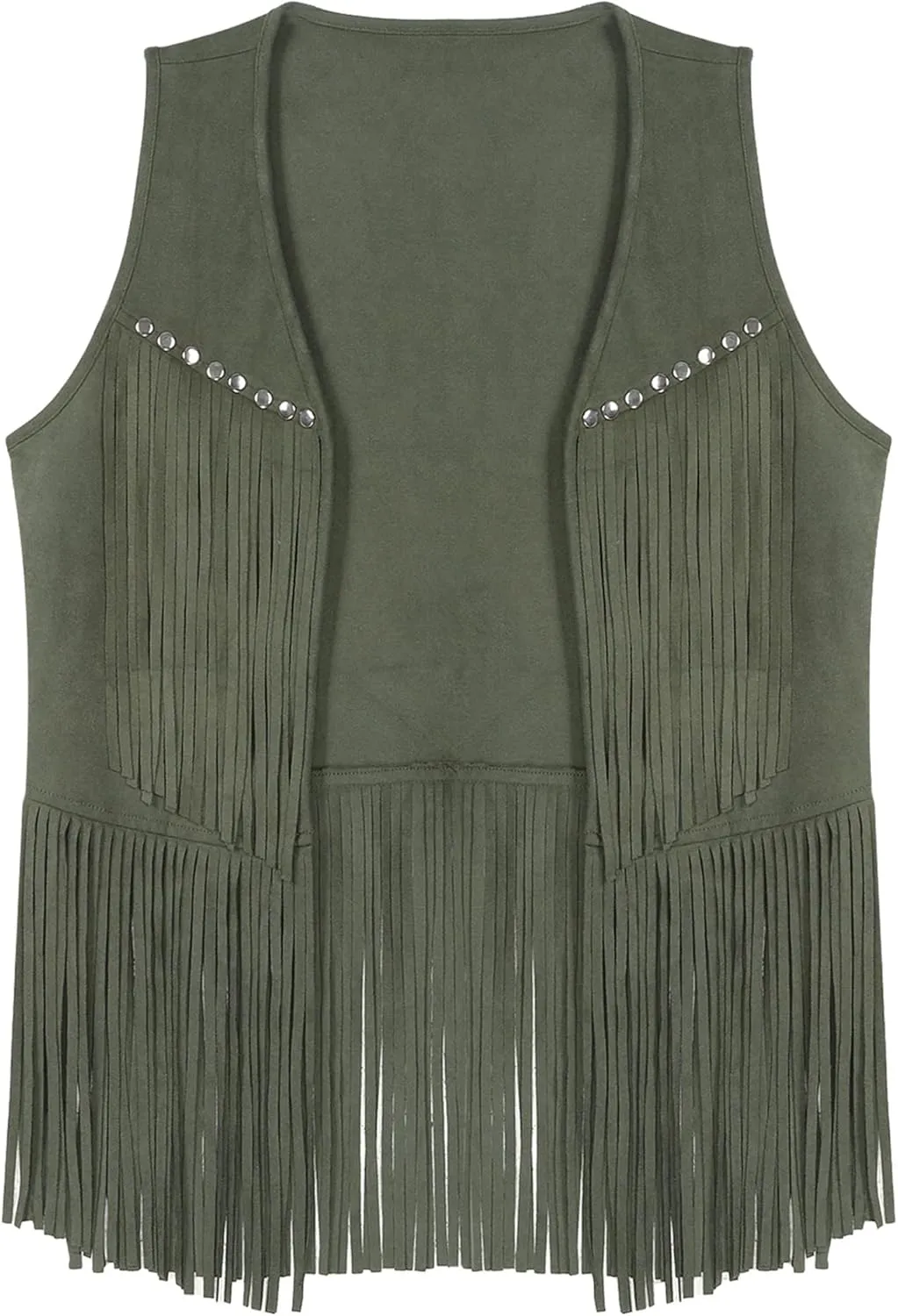 Women's Tassels Faux Suede Vest 70s Hippie Fringe Sleeveless Crop Jacket Coat Festival Cardigan Waistcoat