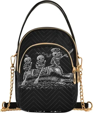 Women's Wave Cross Body Chest Bag, 52 inch Gold Chain Shoulder Handbag Purse