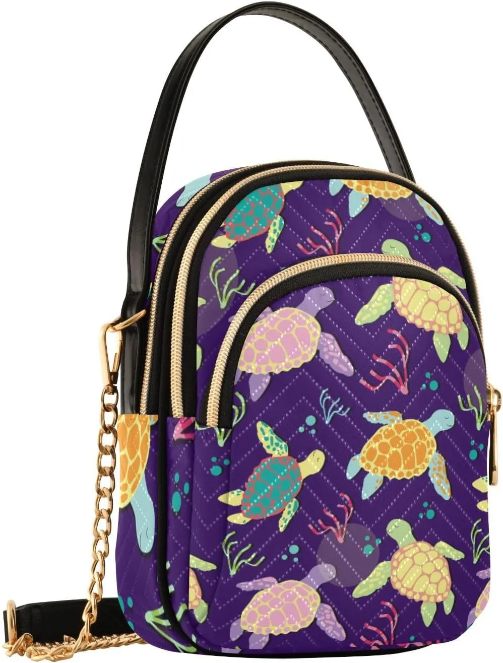 Women's Wave Cross Body Chest Bag, 52 inch Gold Chain Shoulder Handbag Purse