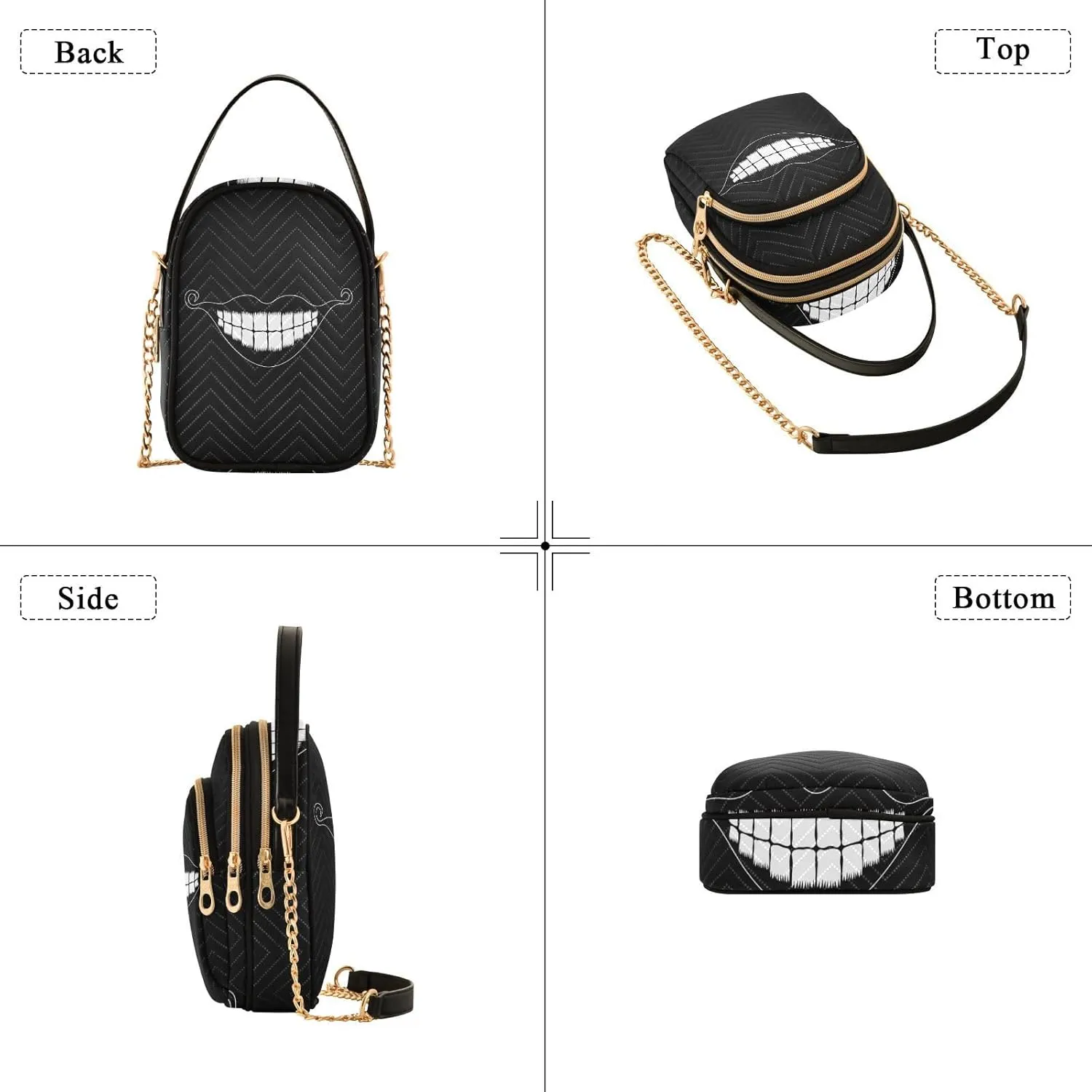 Women's Wave Cross Body Chest Bag, 52 inch Gold Chain Shoulder Handbag Purse