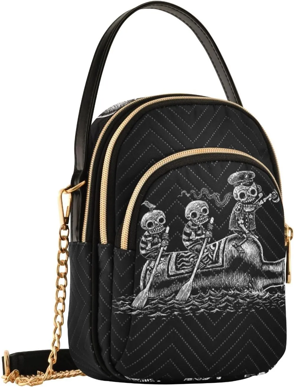 Women's Wave Cross Body Chest Bag, 52 inch Gold Chain Shoulder Handbag Purse